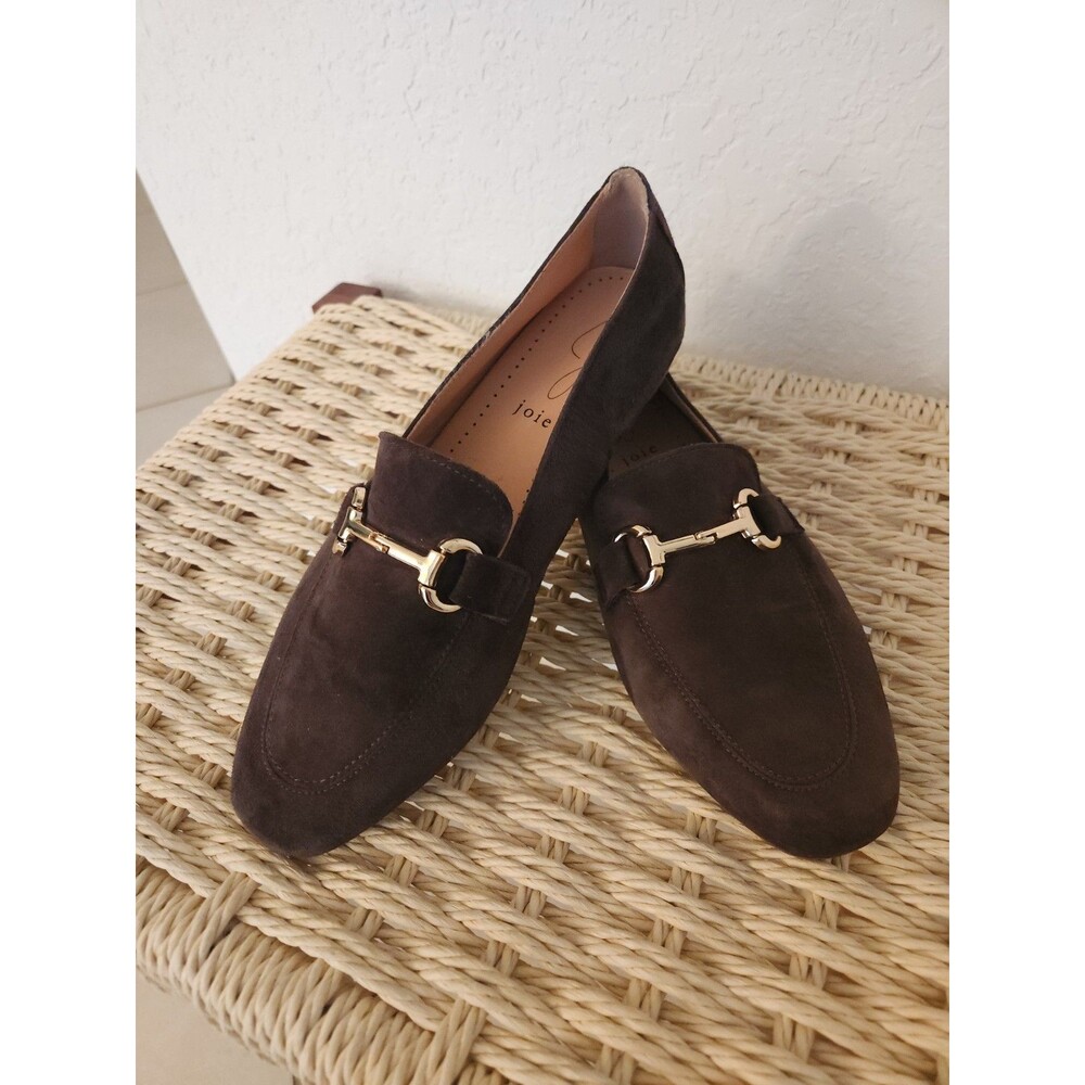 Joie Brown Suede Horsebit Loafers Women's Size 8 EUC Minimalist Capsule Wardrobe